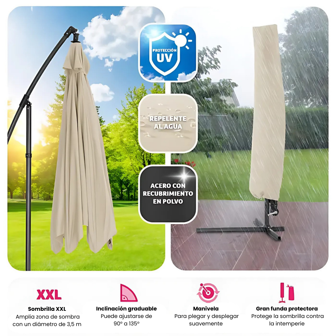 Sombrilla XL con luz de ambiente solar
