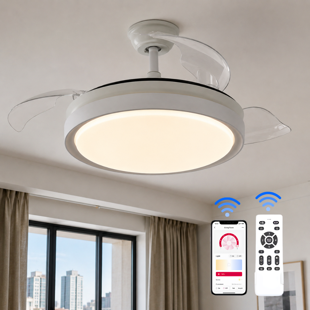 Ventilador Retráctil de Techo con Luz Regulable
