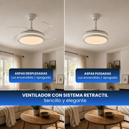 Ventilador Retráctil de Techo con Luz Regulable