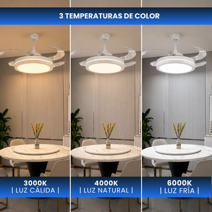 Ventilador Retráctil de Techo con Luz Regulable