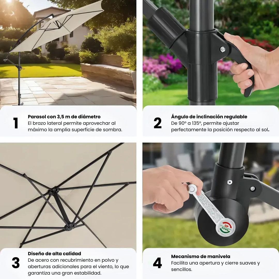 Sombrilla XL con luz de ambiente solar