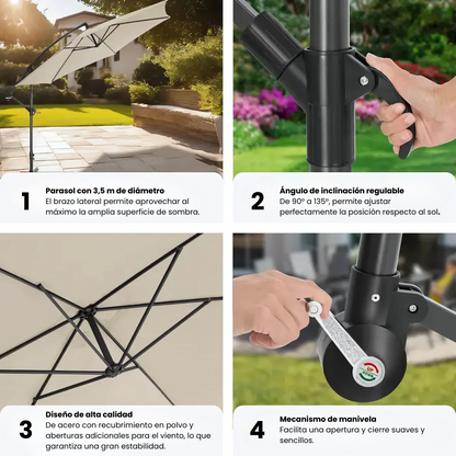 Sombrilla XL con luz de ambiente solar