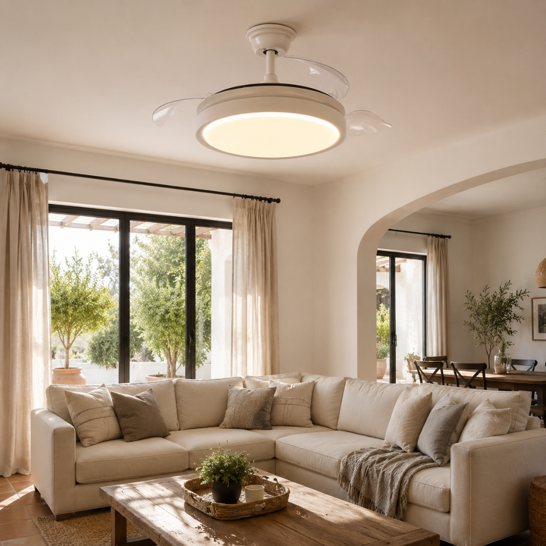 Ventilador Retráctil de Techo con Luz Regulable